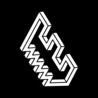 Optical illusion object. Impossible shape logo design. Optical art. Unreal geometry figure. vector