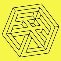 Impossible geometric shapes. Vector element. Optical illusion. Op art.