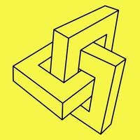 Impossible shape, optical illusion, vector. On a yellow background. vector