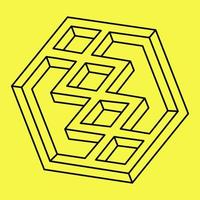 Geometric optical illusion shape for logo or identity. Vector element. Impossible shape.