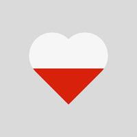 la bandera de polonia en forma de corazón. icono de vector de bandera polaca aislado sobre fondo blanco