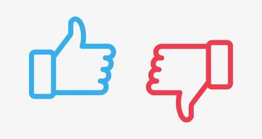Like and dislike vector outline icons. Thumbs up and thumbs down symbol