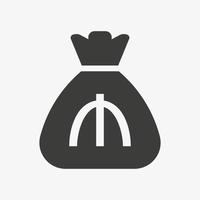 Azerbaijani manat icon. Money bag flat icon vector pictogram. Sack with cash isolated on white background. Currency symbol of Azerbaijan