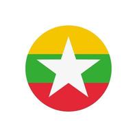 Round Burma flag vector icon isolated on white background. The flag of Myanmar in a circle