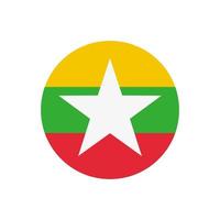 Icono de vector de bandera de Birmania redondo aislado sobre fondo blanco. la bandera de myanmar en un círculo