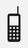 Teléfono de botón con icono de vector de antena aislado sobre fondo blanco