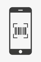 icono de vector de teléfono inteligente de lector de código qr. escáner de código de barras del teléfono