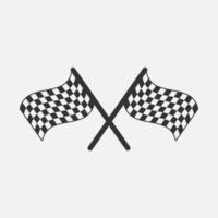 Two crossed checkered racing flags vector icon isolated on white background.