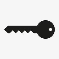 Black vector symbol of key isolated on white background. Key symbol for web or app design