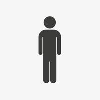 Man black pictogram isolated on white background. Male symbol. The symbol of a man. Standing man pictogram. vector