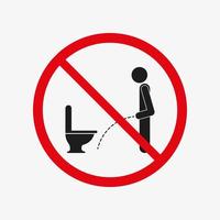 Man peeing on the floor ban. Not allowed. Person urinating. Vector icon isolated on white background