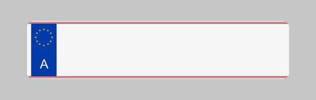 License plate of Austria. Vehicle registration plates frame vector isolated. Austrian car number plate template