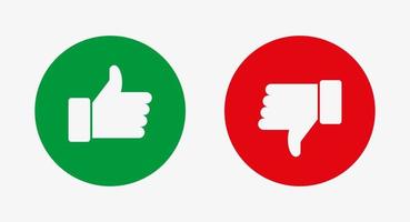 Like and dislike vector flat icons. Thumbs up and thumbs down symbol