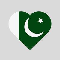 la bandera de pakistán en forma de corazón. icono de vector de bandera paquistaní aislado sobre fondo blanco