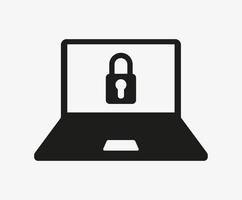 Laptop with lock vector icon isolated on white background. Locked computer. Password protection