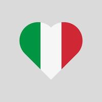 la bandera de italia en forma de corazón. icono de vector de bandera italiana aislado sobre fondo blanco