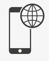 Roaming icon. Smartphone and globe vector symbol