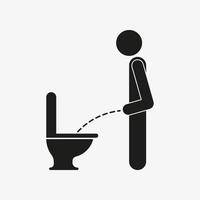 Man peeing to the toilet. Person urinating. Vector icon isolated on white background