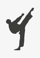Ilustración de vector de patada de karate. silueta de arte marcial. icono de kung fu o karate