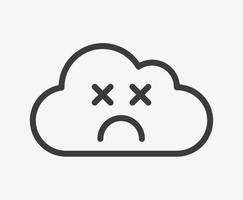 icono de nube de cara triste. sin conexión a Internet vector