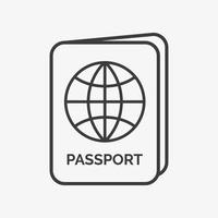 Passport vector icon isolated on white background. Traveling sign