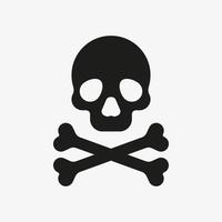 Crossbones icon. Death symbol. Black vector illustration of skull and bones isolated on white background. Poison symbol vector