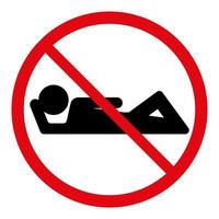 No lying on the ground sign. Prohibition vector illustration isolated on white background