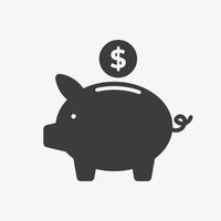 Piggy bank vector icon isolated on white background. Saving money symbol
