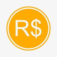 Brazilian real icon. Currency symbol of Brazil. Vector illustration. Coin symbol.