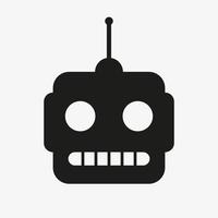 Simple black vector icon of robot head isolated on white background.