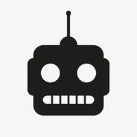 Simple black vector icon of robot head isolated on white background.