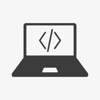 icono de vector de codificación en la pantalla del portátil aislado sobre fondo blanco. señal de programación. símbolo de código