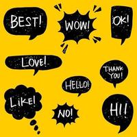 set of hand drawn comic bubble speech with text. vector