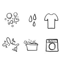 hand drawn Laundry line icons illustration in doodle style vector