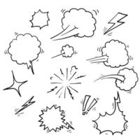 hand drawn doodle element collection. bubble speech, boom, wow.doodle style vector