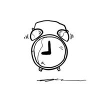 hand drawn Alarm clock at 9 morning or night continuous one line drawing minimalist design on white background. doodle vector