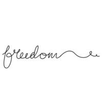 hand drawn Continuous line drawing freedom text. Word phrase lettering with script font. Minimalist design.doodle vector