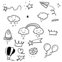 hand drawn doodle kid element collection illustration vector