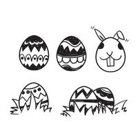dibujado a mano doodle icono de ilustración de colección de huevos de pascua aislado vector