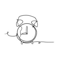 hand drawn Alarm clock at 9 morning or night continuous one line drawing minimalist design on white background. doodle vector