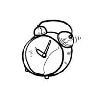 hand drawn Alarm clock at 9 morning or night continuous one line drawing minimalist design on white background. doodle vector