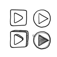 collection of Player Button icon sign with hand drawn doodle style vector