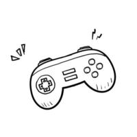 hand drawn classic game controller. joystick doodle vector