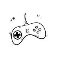 hand drawn classic game controller. joystick doodle vector