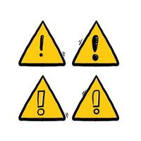 Danger sign, warning sign, attention sign, Danger warning, attention icon with hand drawn doodle style vector