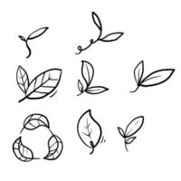 hand drawn doodle leaves illustration symbol isolated vector