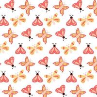 pattern with cute butterflies. Pattern with red and yellow butterflies. Vector hand-drawn pattern.