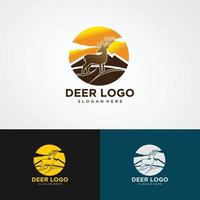 creative deer and mountain logo - vector illustration on a light background