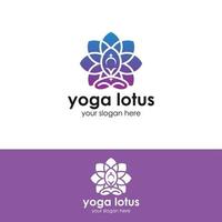 Yoga Lotus pose flower Logo design vector template. Health Beauty SPA Logotype concept icon.