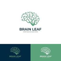 Health brain nature mind logo design vector